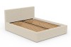 Modernes Polsterbett in Beige mit Cord-Bezug und integriertem Lattenrost für erholsamen Schlaf.