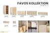 Übersicht der FAVOS Möbelkollektion mit verschiedenen Sideboards und Maßen.