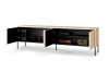 Offenes Sideboard mit schwarzer Innenseite und Stauraum für Wohnzimmer-Deko.
