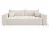 Modernes weißes Polstersofa mit weichem Bouclé-Bezug auf weißem Hintergrund.