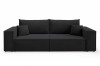 Frontansicht eines schwarzen 3-Sitzer Sofas vor weißem Hintergrund.