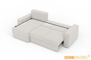 TOCO Sofa mit Schlaffunktion Bettkasten, Schlafsofa in Cord Boucle Velours Deine Möbel 
