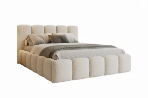 VIVIAN nagelneu 140x200 Boucle Quelle 03 Creme Polsterbett mit Bettkasten und Lattenrost Bouclé Deine Möbel 