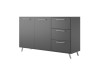 Stilvolles Sideboard in Anthrazit mit zwei Türen, drei Schubladen und silbernen Griffen auf stabilen Füßen.