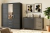 Stilvolles Schlafzimmer-Set in Anthrazit bestehend aus Kleiderschrank und Kommode.
