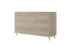 Sideboard in Eiche-Optik mit 2 Türen, 3 Schubladen und silbernen Füßen