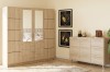Schlafzimmermöbel-Set in Eiche-Optik mit großem Spiegelschrank und Sideboard für viel Stauraum.