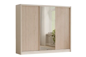 NEW YORK LUX Schiebetürenschrank Schwebetürenschrank in Kaschmir mit Lamellen 2-türig 3-türig 200 / 250 cm Schubladen Spiegel Deine Möbel 24