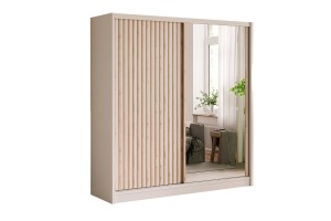 NEW YORK LUX Schiebetürenschrank Schwebetürenschrank in Kaschmir mit Lamellen 2-türig 3-türig 200 / 250 cm Schubladen Spiegel Deine Möbel 24
