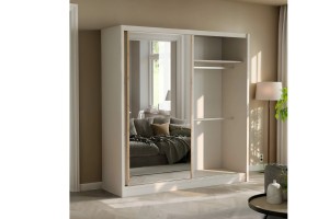 NEW YORK LUX Schiebetürenschrank Schwebetürenschrank in Kaschmir mit Lamellen 2-türig 3-türig 200 / 250 cm Schubladen Spiegel Deine Möbel 24