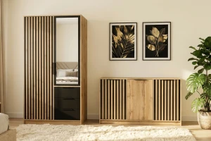 LABOO LUX A Schlafzimmer Set LABOO LUX 2D & LABOO LUX D3 Kleiderschrank 100 cm & Kommode Deine Möbel