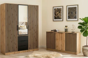 LABOO LUX C Schlafzimmer Set LABOO LUX 3D & LABOO LUX D3 Kleiderschrank 150 cm & Kommode Deine Möbel 