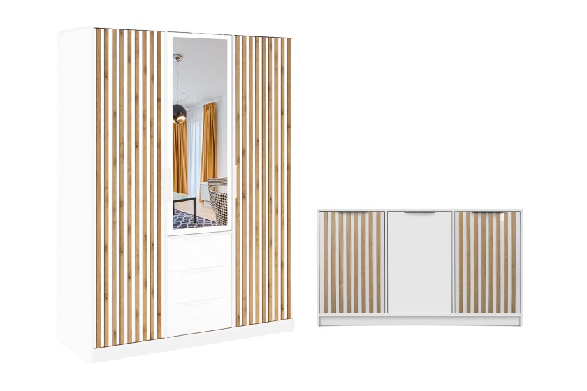 LABOO LUX C Schlafzimmer Set LABOO LUX 3D & LABOO LUX D3 Kleiderschrank 150 cm & Kommode Deine Möbel 