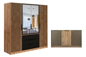 LABOO LUX E Schlafzimmer Set LABOO LUX 4D & LABOO LUX D3 Kleiderschrank 200 cm & Kommode Deine Möbel 