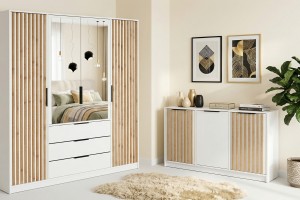 LABOO LUX E Schlafzimmer Set LABOO LUX 4D & LABOO LUX D3 Kleiderschrank 200 cm & Kommode Deine Möbel 