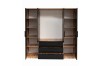Innenaufteilung Kleiderschrank: Regalfächer, Kleiderstange und offene Schubladen.