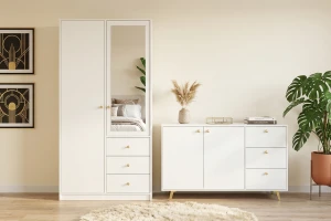 SEATTLE A Schlafzimmer-Set mit Kleiderschrank 100 cm & Kommode, in Schwarz matt oder Weiß matt Deine Möbel