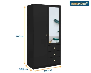 SEATTLE A Schlafzimmer-Set mit Kleiderschrank 100 cm & Kommode, in Schwarz matt oder Weiß matt Deine Möbel