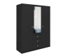Eleganter Kleiderschrank in Schwarz mit Spiegel und goldenen Griffen