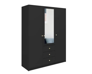 SEATTLE B Schlafzimmer-Set mit Kleiderschrank 150 cm & Kommode 140 cm, in Schwarz matt oder Weiß matt Deine Möbel