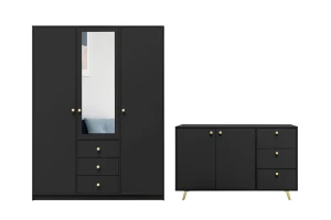SEATTLE B Schlafzimmer-Set mit Kleiderschrank 150 cm & Kommode 140 cm, in Schwarz matt oder Weiß matt Deine Möbel