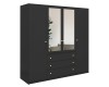 Großer Kleiderschrank in Anthrazit mit Spiegeltüren und goldenen Griffen für das Schlafzimmer.