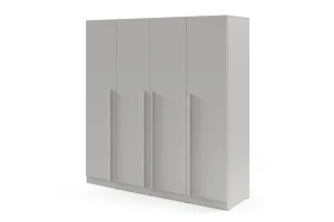 BRISSO BR1 Kleiderschrank 200 cm 4-türig, Kaschmir, Eiche Cremona, Platingrau, Metallgriffen Deine Möbel