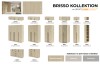 Möbelübersicht Brisso Kollektion in Eiche Ceremona, Kaschmir und Platingrau mit Maßen.