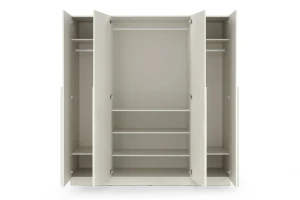 BRISSO BR1 Kleiderschrank 200 cm 4-türig, Kaschmir, Eiche Cremona, Platingrau, Metallgriffen Deine Möbel