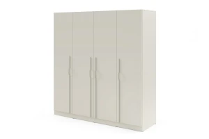 BRISSO BR1 Kleiderschrank 200 cm 4-türig, Kaschmir, Eiche Cremona, Platingrau, Metallgriffen Deine Möbel