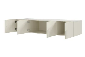 BRISSO BR1 Kleiderschrank 200 cm 4-türig, Kaschmir, Eiche Cremona, Platingrau, Metallgriffen Deine Möbel