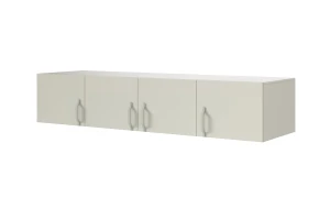 BRISSO BR1 Kleiderschrank 200 cm 4-türig, Kaschmir, Eiche Cremona, Platingrau, Metallgriffen Deine Möbel
