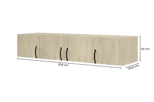 BRISSO BR1 Kleiderschrank 200 cm 4-türig, Kaschmir, Eiche Cremona, Platingrau, Metallgriffen Deine Möbel