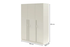 BRISSO BR2 Kleiderschrank 150 cm 3-türig, Kaschmir, Eiche Cremona, Platingrau, Metallgriffen Deine Möbel