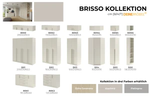 BRISSO BR2 Kleiderschrank 150 cm 3-türig, Kaschmir, Eiche Cremona, Platingrau, Metallgriffen Deine Möbel