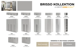 BRISSO BR3 Kleiderschrank 100 cm 2-türig, Kaschmir, Eiche Cremona, Platingrau, Metallgriffen Deine Möbel   