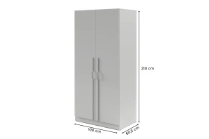 BRISSO BR3 Kleiderschrank 100 cm 2-türig, Kaschmir, Eiche Cremona, Platingrau, Metallgriffen Deine Möbel   