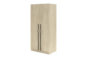 BRISSO BR3 Kleiderschrank 100 cm 2-türig, Kaschmir, Eiche Cremona, Platingrau, Metallgriffen Deine Möbel   