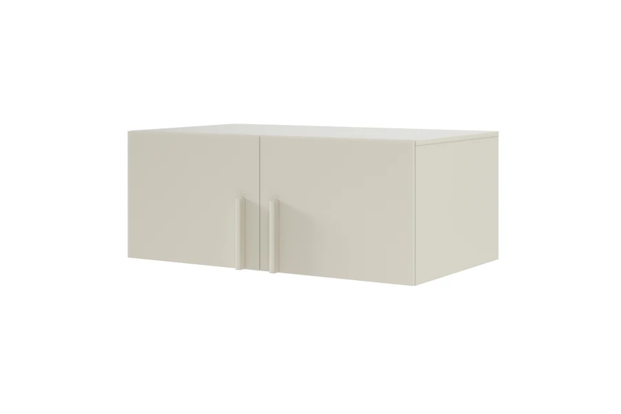 Modern beige wall unit with two doors and vertical handles.