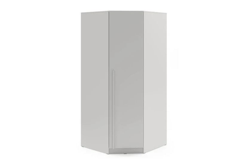 BRISSO BR4 Eckkleiderschrank 95 cm 1-türig, Kaschmir, Eiche Cremona, Platingrau, Metallgriffen Deine Möbel