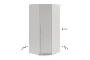 BRISSO BR4 Eckkleiderschrank 95 cm 1-türig, Kaschmir, Eiche Cremona, Platingrau, Metallgriffen Deine Möbel