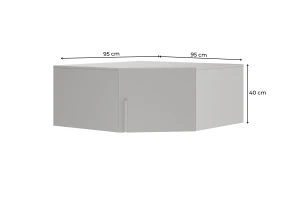 BRISSO BR4 Eckkleiderschrank 95 cm 1-türig, Kaschmir, Eiche Cremona, Platingrau, Metallgriffen Deine Möbel