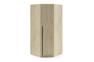 BRISSO BR4 Eckkleiderschrank 95 cm 1-türig, Kaschmir, Eiche Cremona, Platingrau, Metallgriffen Deine Möbel