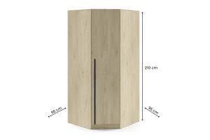 BRISSO BR4 Eckkleiderschrank 95 cm 1-türig, Kaschmir, Eiche Cremona, Platingrau, Metallgriffen Deine Möbel