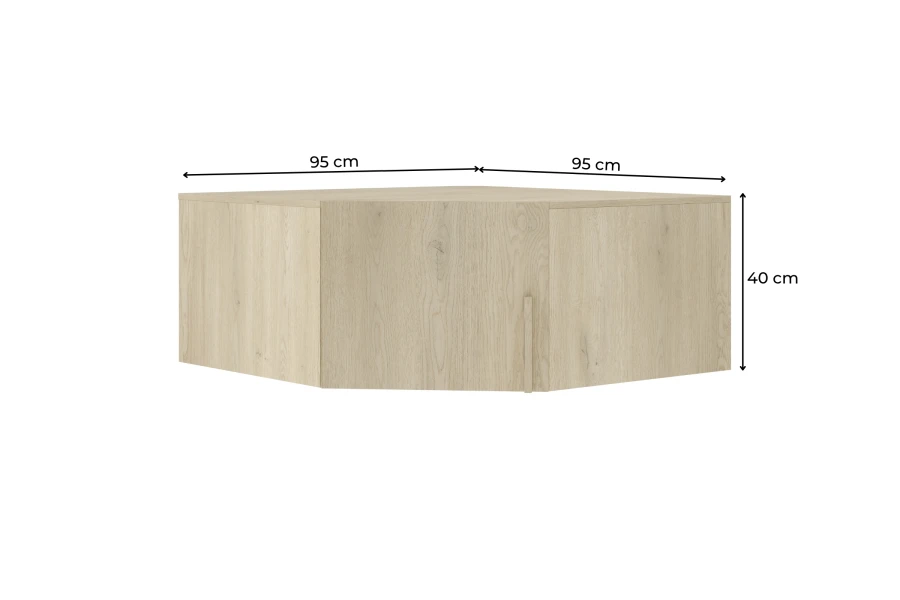 Maßangaben für Eckschrank: Schenkelmaß 95 cm, Höhe 40 cm