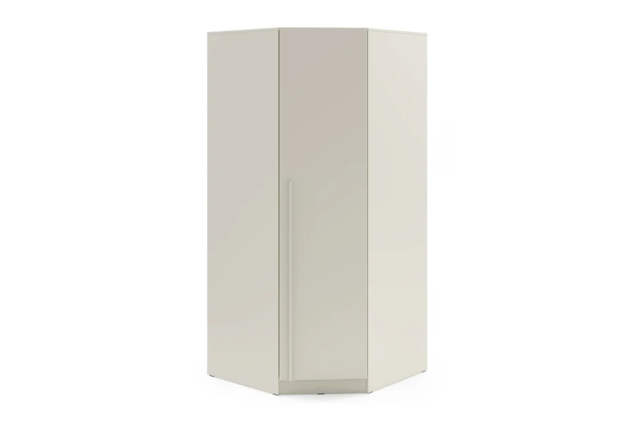 Einzelner Brisso BR4 Eckkleiderschrank in Kaschmir-Beige – funktionale Ecklösung fürs Schlafzimmer.