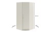 Grafische Darstellung der Abmessungen: Eckkleiderschrank 210x95x95 cm in Beige.