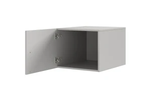 BRISSO BR5 Kleiderschrank 50 cm 1-türig, Kaschmir, Eiche Cremona, Platingrau, Metallgriffen Deine Möbel