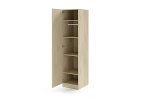 BRISSO BR5 Kleiderschrank 50 cm 1-türig, Kaschmir, Eiche Cremona, Platingrau, Metallgriffen Deine Möbel
