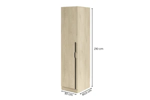 BRISSO BR5 Kleiderschrank 50 cm 1-türig, Kaschmir, Eiche Cremona, Platingrau, Metallgriffen Deine Möbel